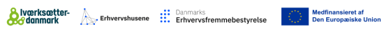 Logo: Iværksætterdanmark, Erhvervshusene, Danmarks Erhvervsfremmebestyrelse, EU